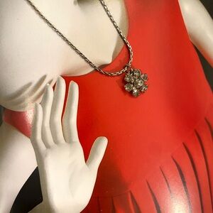 Vintage Silver Floral Pendant Necklace